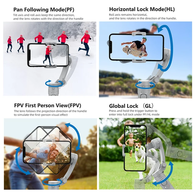 Foldable 3-Axis Smartphone Gimbal Video Record & Stabilizer for iPhone, Xiaomi, Huawei, Samsung Android Phones 6
