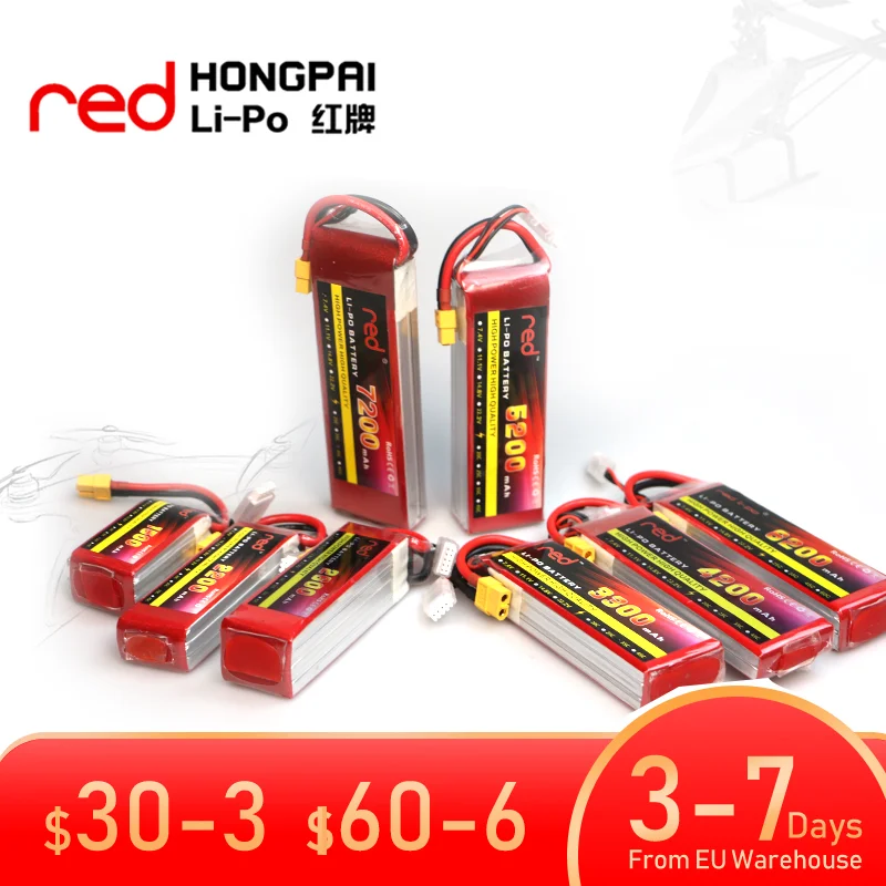 

2S 7.4V 1500 1800 2200 3300 4000 5200 6000mAh 25C 35C 60C RC LiPo Battery 2S For RC Airplane Quadrotor Boat Drone 2S Batteries