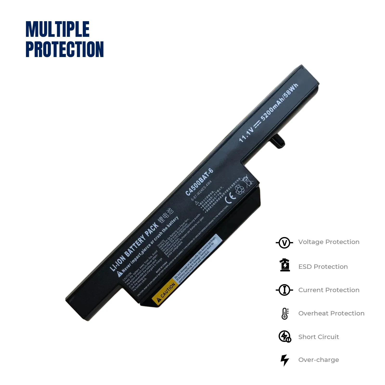 YOOFAN Batería Para Clevo C4500BAT-6 6-87-W24ES-4W4 B4100M C4500 C4500Q 6-87-C480S-4P4 C4500BAT 6 KB15030 W150ER