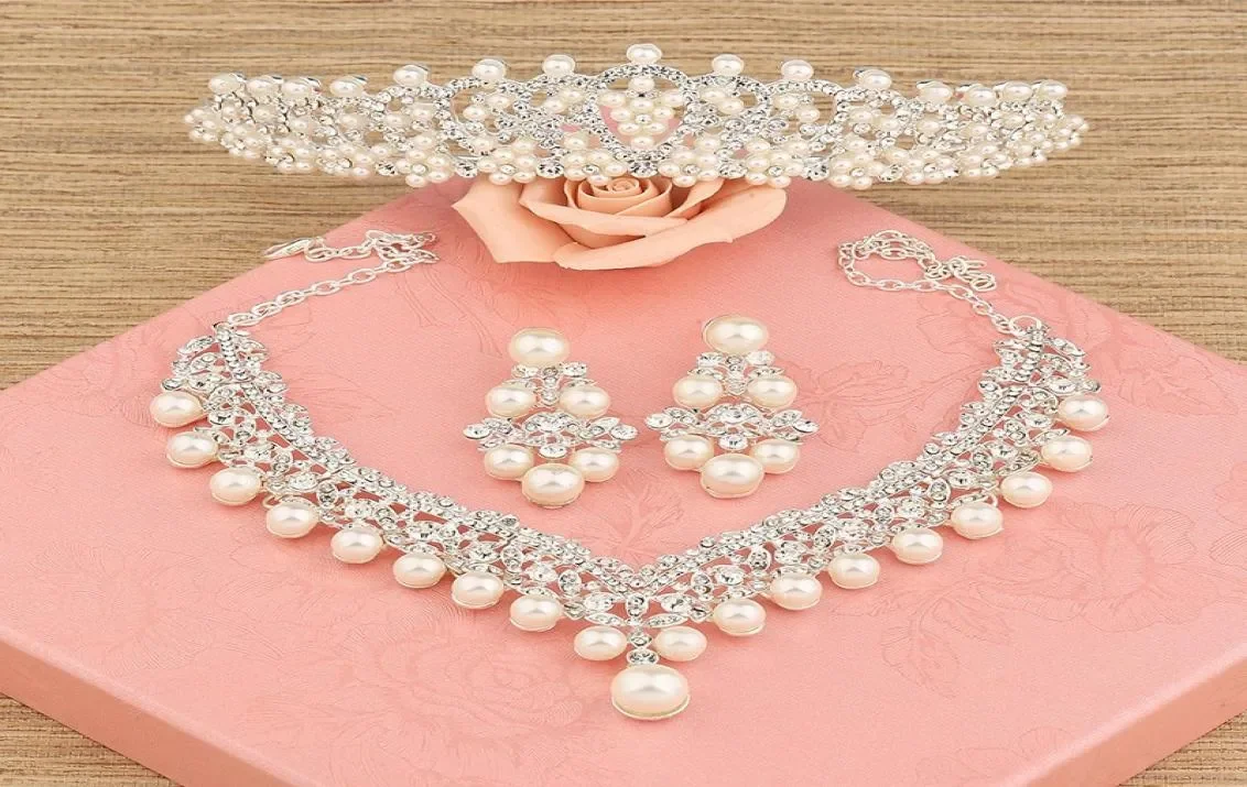 

Luxury The Bride Hair Accessory Three Pieces Set Wedding Accessories Hair Accessory Necklace Earrings Marriage AccessoriesTia