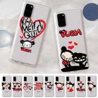 cute cartoon pucca garu phone case for samsung a 10 20 30 50s 70 51 52 71 4g 12 31 21 31 s 20 21 plus ultra