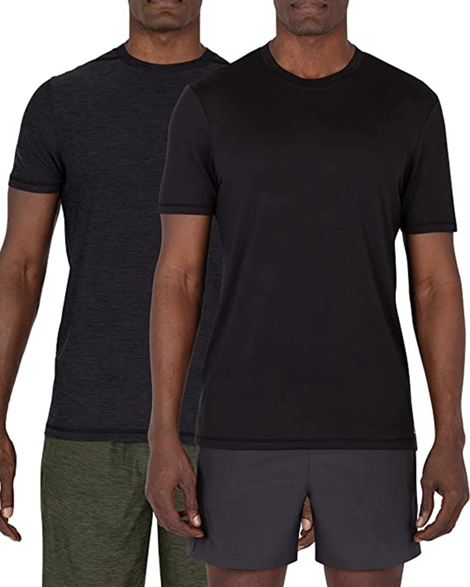 

2 PCS Mens Workout Shirts- Dry-Fit Moisture Wicking Tech Athletic Performance Running Gym O Neck T Shirts for Men Multi Occasion