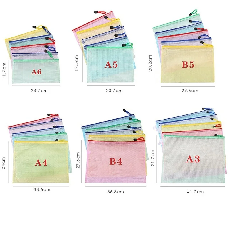 

Gridding Waterproof Zip Bag Document Pen Filing Products Pocket Folder Office & School Supplies