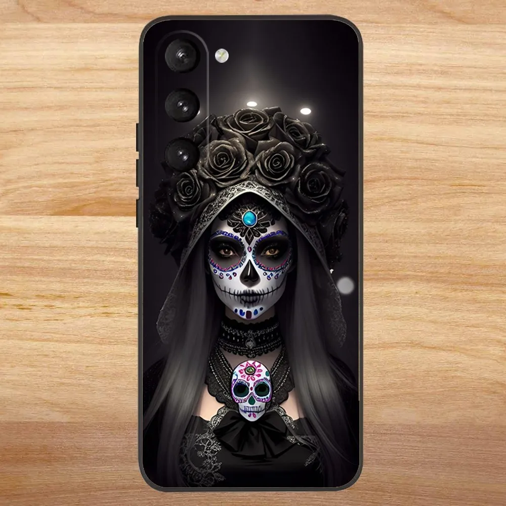 Чехол для телефона Mexican Catrina Skull Girl SamsungS24 S23 S22 S21 S20 Ultra Pro S10 S30Plus 20 Black Cover