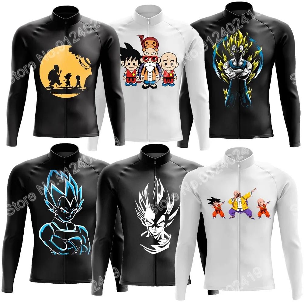 

2022 мультфильм аниме Велоспорт Джерси Гоку с длинным рукавом японская Вегета одежда гоночный дорожный велосипед рубашки велосипедные топы ...