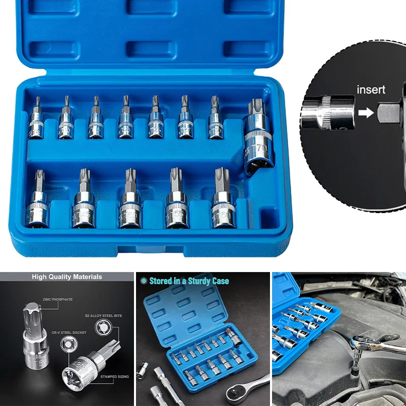 13 шт. практичная звездообразная насадка Torx гнездо из хромованадиевой стали