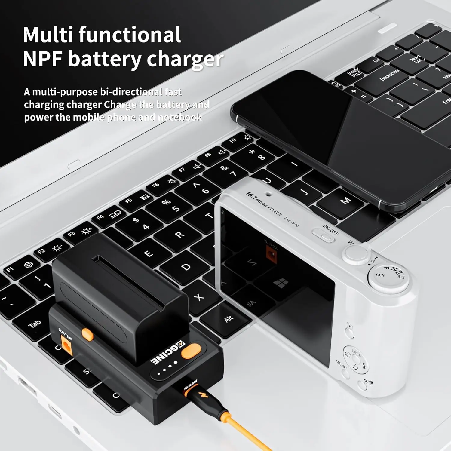 Фото Зарядное устройство ZGCINE NP-F с быстрой зарядкой USB-C PD, выход DC 8.4V 12V для аккумуляторов Sony NP-F550, NP-F750, NP-F970, камер, мониторов, видеосвета №2