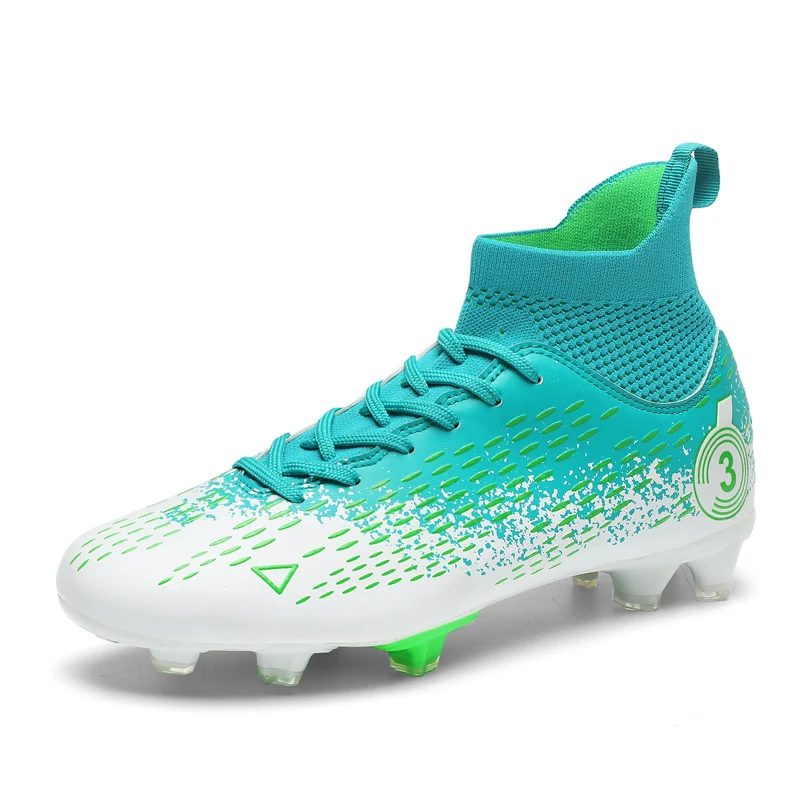 New Men's High Top Soccer Shoes FG/TF Anti Slip Durable Football Boots High Quality Children's Outdoor Grass Sneakers Chuteira