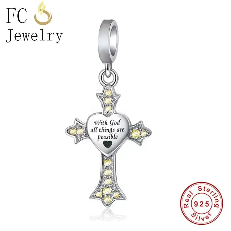 

FC ювелирные изделия подходят оригинальные шармы-браслеты из серебра 925 пробы религиозный крест с Богом все возможные бусины для женщин Berloque