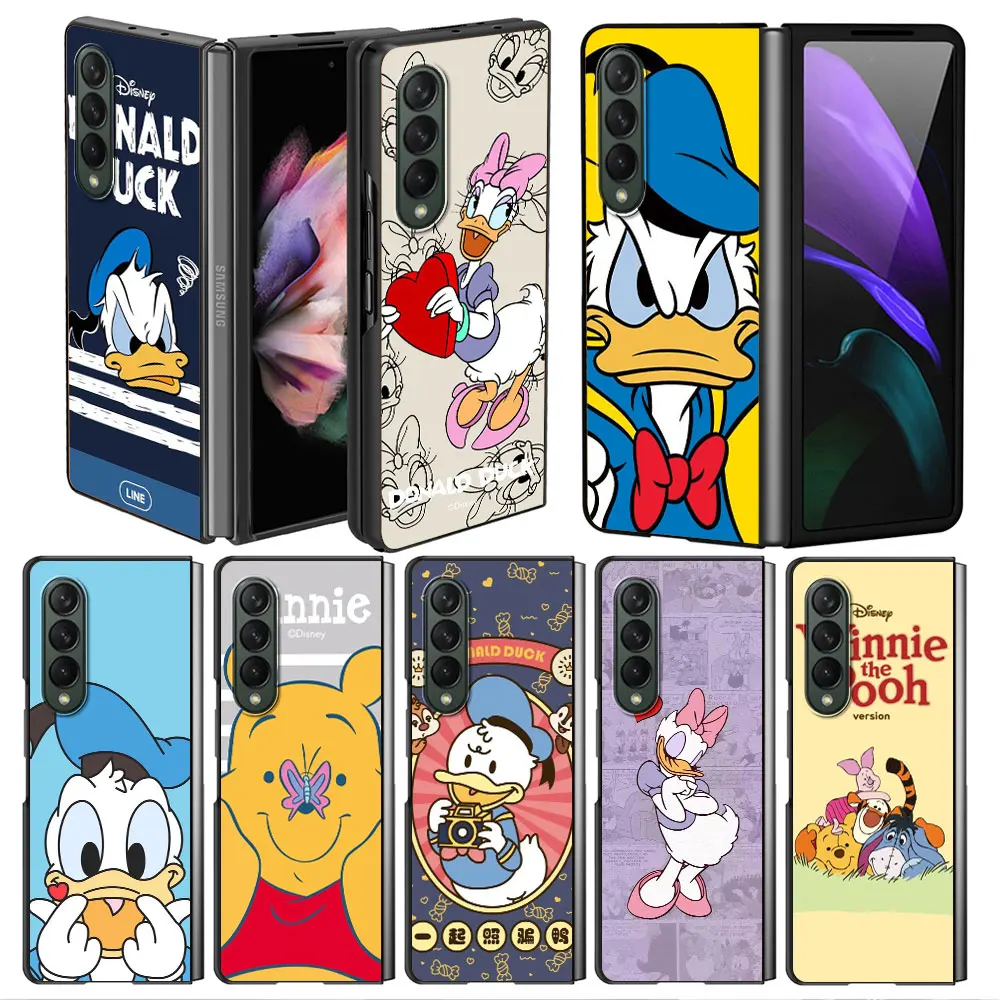 

Disney Donald Duck Case for Samsung Z Fold3 Fold4 5G Phone Cover for Galaxy ZFold 3 Fold 4 Black Hard Fundas 6.7 Inches