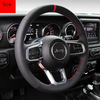 hand stitched leather suede car steering wheel cover for jeep compass wrangler grand cherokee cherokee renegade accessories