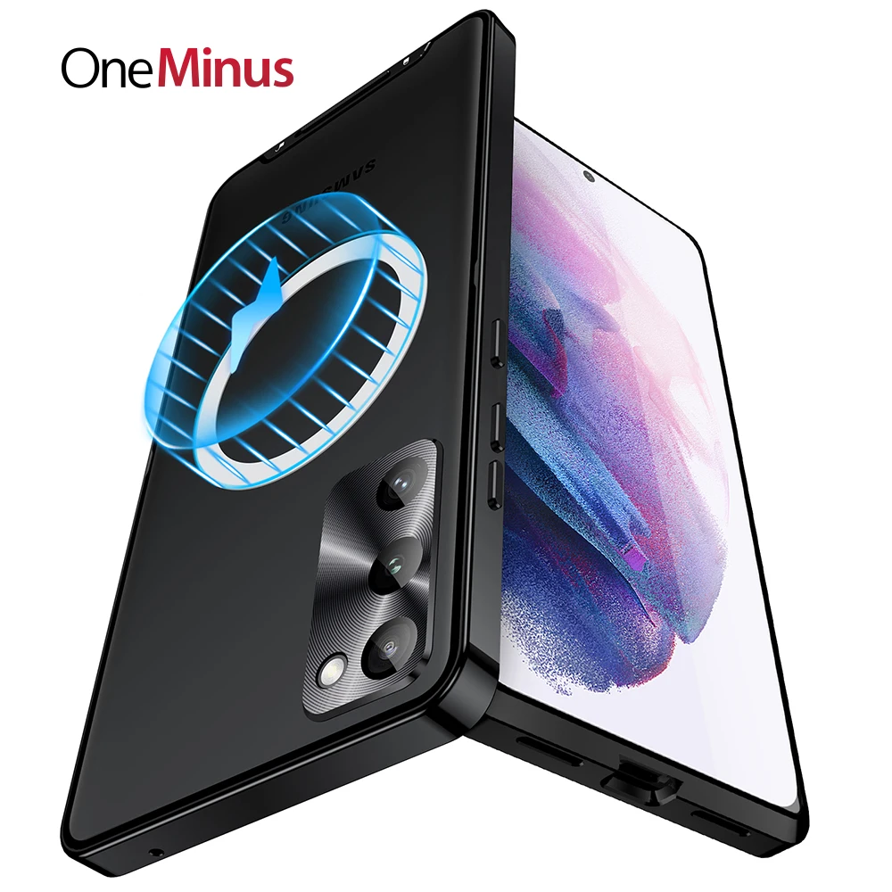 

Metal Shell For Galaxy S21 FE Case S20 S22 Ultra Plus Note 20 Aluminum Alloy Frame Translucent Frosted Magnetic Core Back Cover