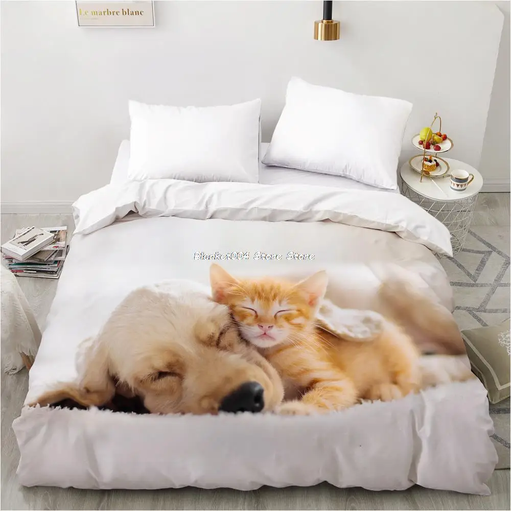 

3D пододеяльник, одеяло/удобное женское роскошное постельное белье 135 140x200 150x200 200x220 для дома, животное, кошка, милая собака