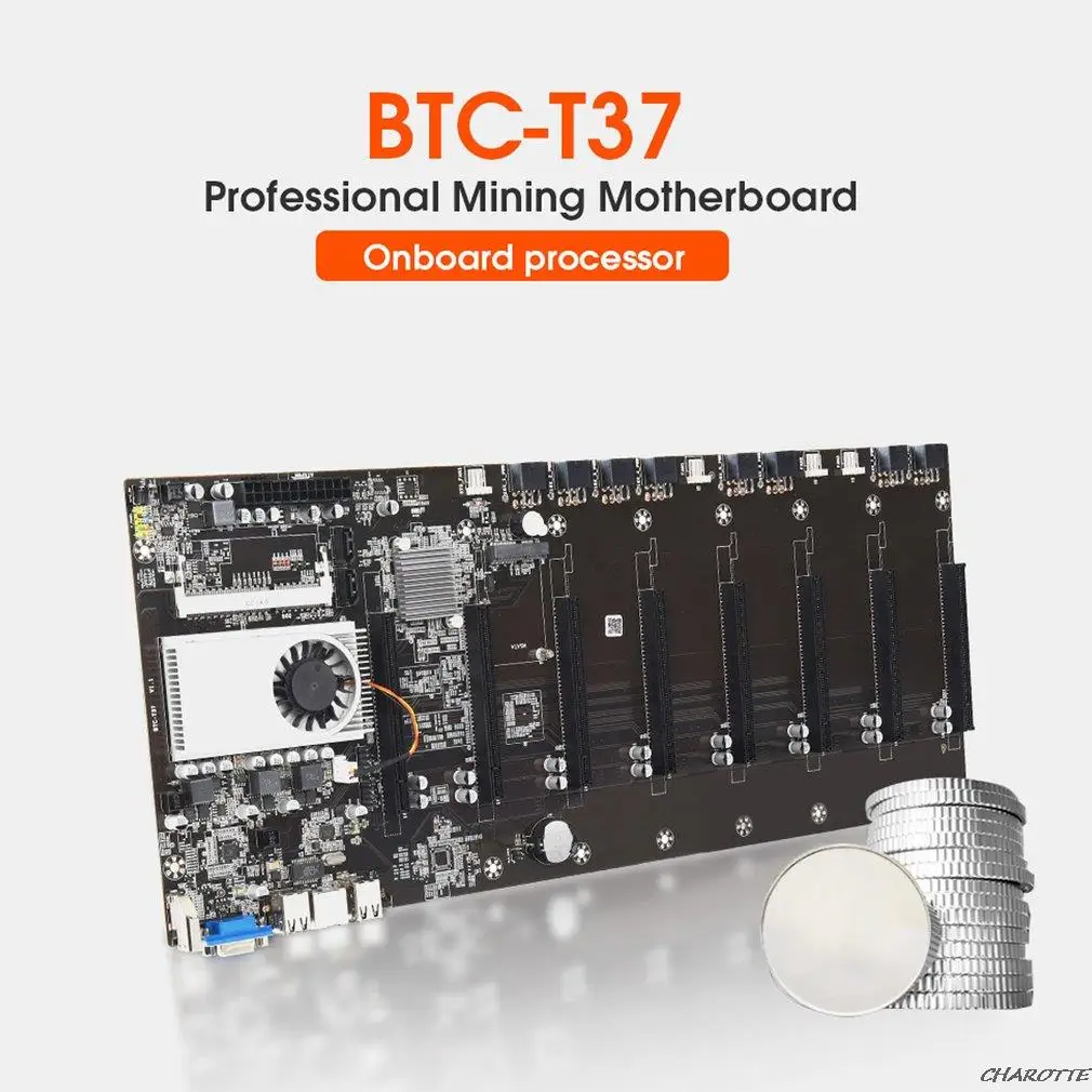 

BTC-37 Miner Motherboard CPU Set 8 Video Card Slot DDR3 Memory Integrated VGA Interface Low Power Consumption