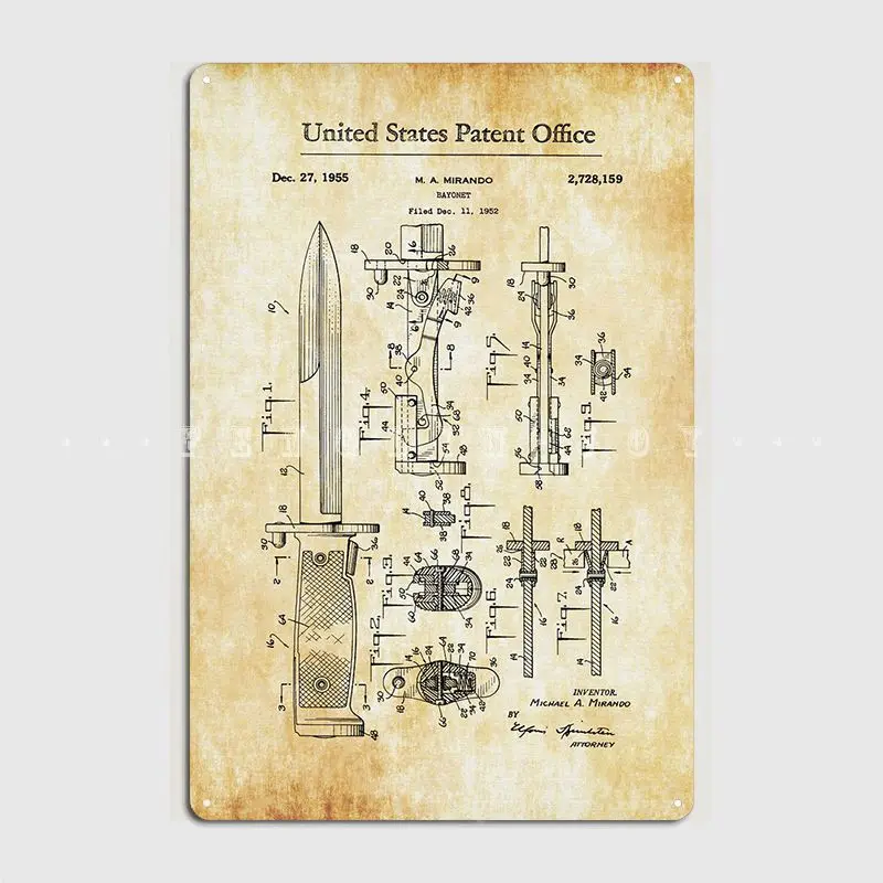 

Bayonet Patent Metal Sign Plaques Wall Mural Kitchen Designing Tin Sign Poster