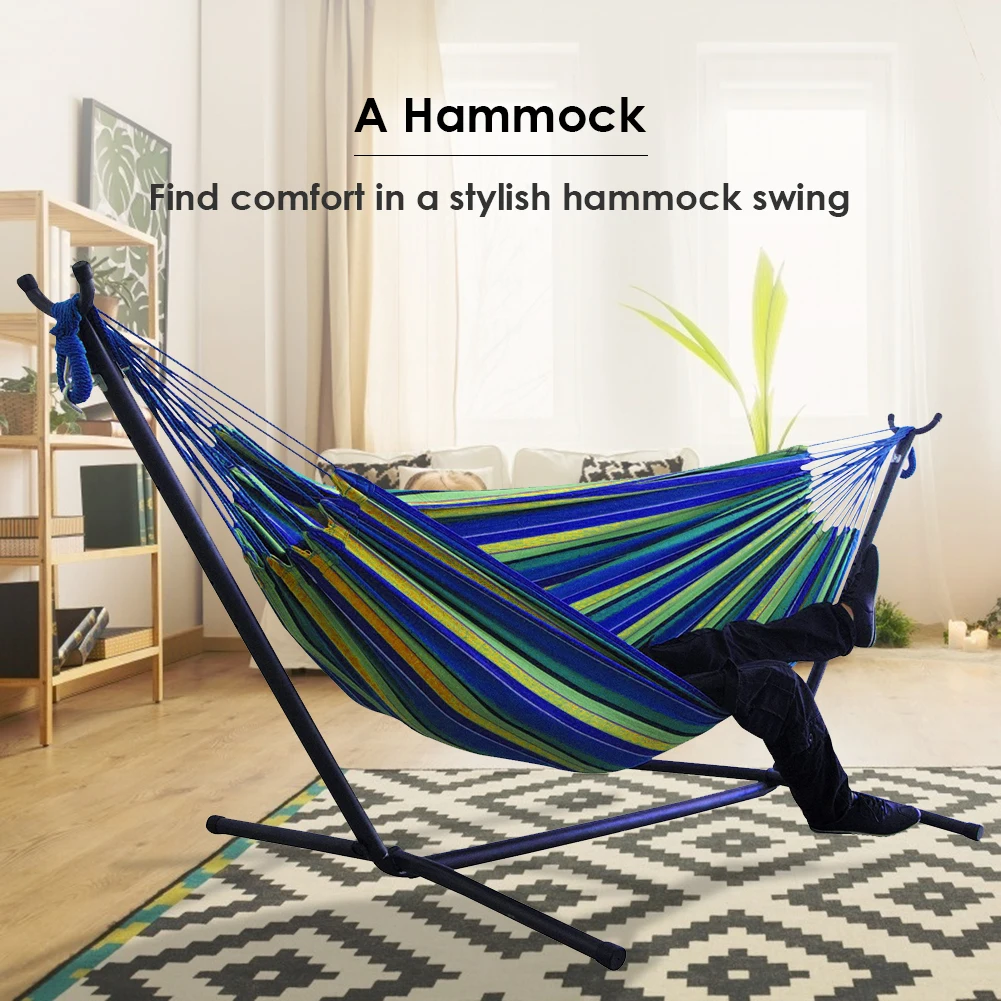 New Outdoor Convenient Portable Canvas Hammock Stand Multi-functional Practical Camping Sleep Swing Hanging Bed Garden Furniture