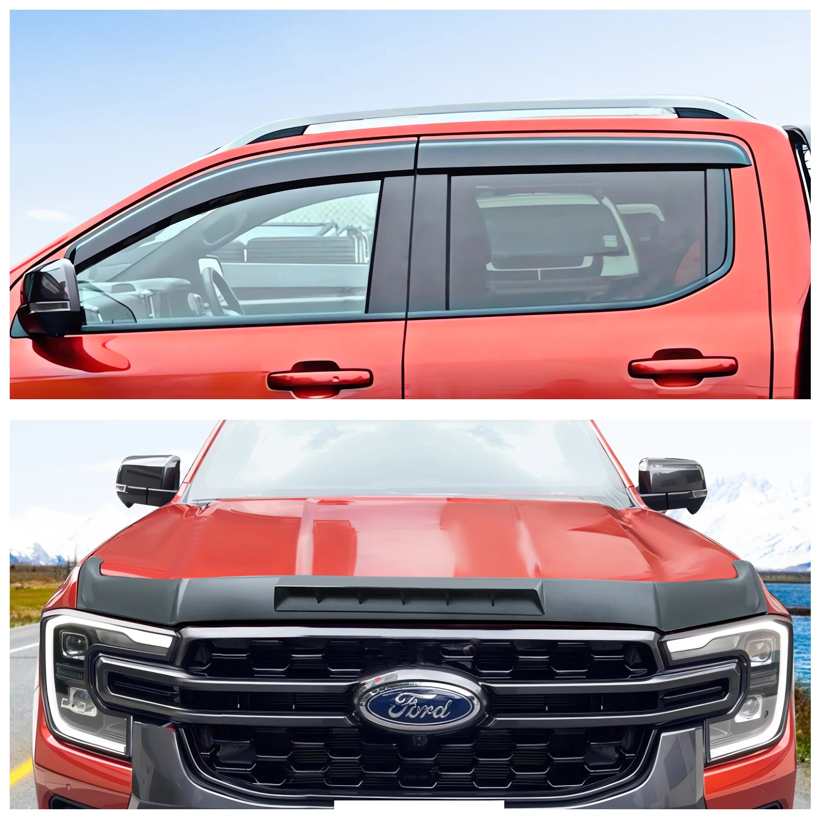 Защита капота + ветрозащитный козырек для Ford Ranger T9 2022 2023 2024 Wildtrak XLT XLS XL Sport Next Gen