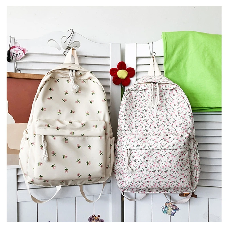 

Модный Цветочный рюкзак для женщин, водонепроницаемый нейлоновый рюкзак для подростков, вместительная школьная сумка для студентов, дорожная сумка