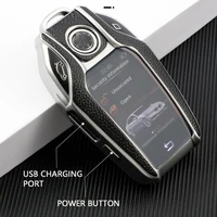 silverblack full tpu car display key case cover fob for bmw 7 series 740 5 series g30 gt x3 key fob cover case