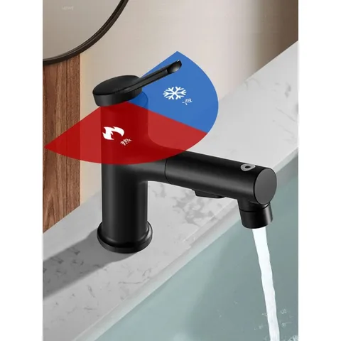 Многофункциональный выдвижной смеситель для раковины в ванной комнате, смеситель для горячей и холодной воды, латунные смесители для раковин с одной ручкой и водопроводным трубом 60 см