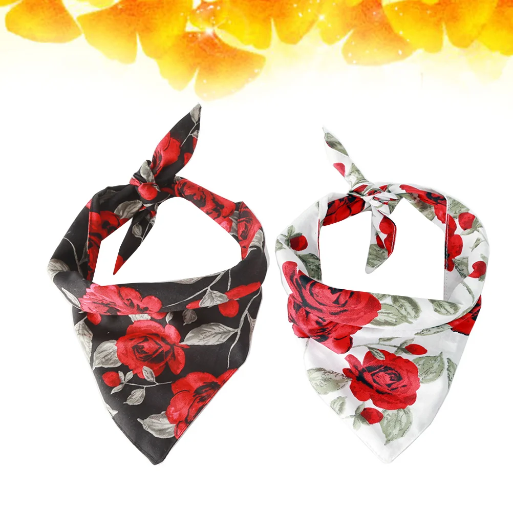 

2 Pcs Dog Bib Collar Pet Necklace Decor Puppy Outfits Small Bandana Handkerchief