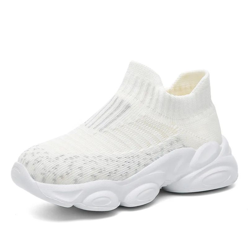 

Girls Boys Casual Shoes Children Knitted Sneakers Kids Slip-on Shoes Four Seasons Breathable Soft-soled Student Shoes Size 26-38