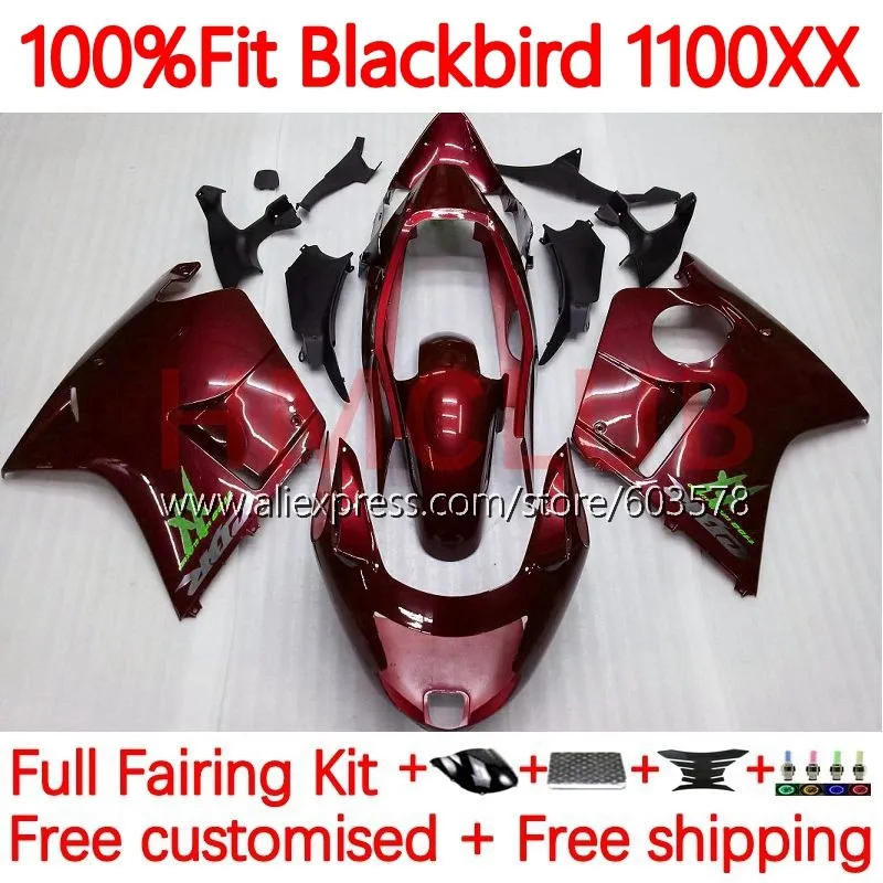 

Blackbird For HONDA CBR1100XX wine red blk CBR1100 CBR 1100 XX 1996 1997 1998 1999 2000 2001 02 03 04 05 06 07 Fairing 108No.120