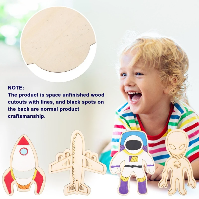 108 шт. незавершенные деревянные вырезы для космоса