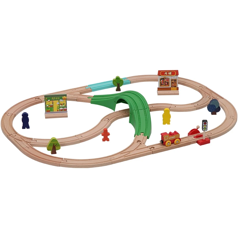 

Деревянный трек для поезда, игрушка, набор аксессуаров, детский деревянный поезд, железная дорога, развивающая игрушка