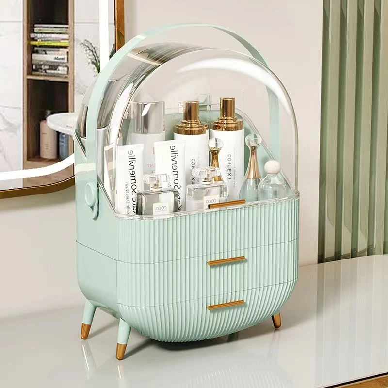 

Desktop Makeup Organizers With Lid Large Capacity Cosmetic Storage Box Skin Care Storage Drawer Dustproof Make up Brushes Holder