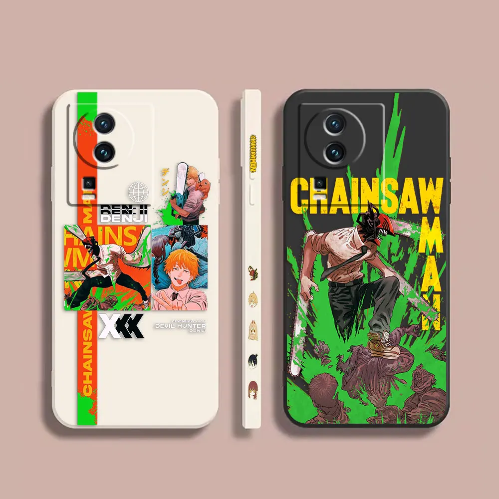 

Case For VIVO IQOO 5 7 8 9 10 11 Pro 5G Z3 Z5 Z6 Z7 NEO3 5 5S 6 7 Colour Simple Liquid Silicone Case Anime Chainsaw Man