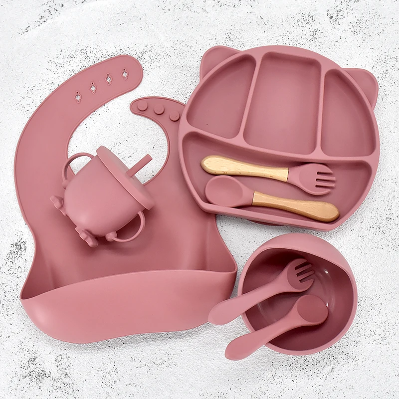 

8/9/11Pcs/Set Baby Silicone Tableware Set Kids Food Grade Plate Dinnerware Sucker Bowl for Children's Dishes Feeding Accessories