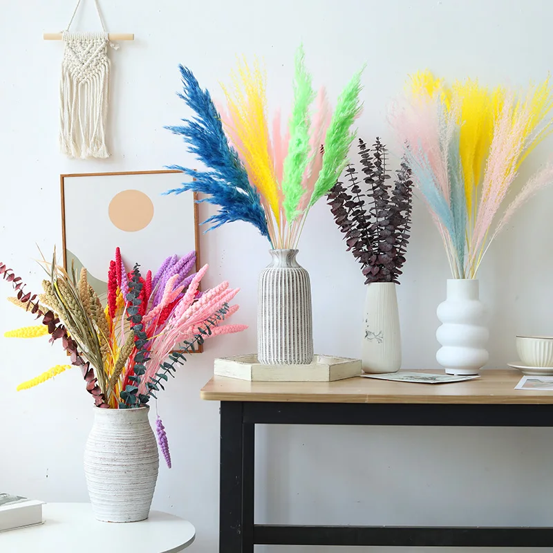 Пампасная трава иммортная Гортензия нефрагмиты сушеные цветы букет композиция