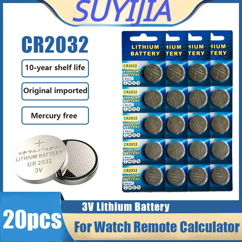 Original CR2032 DL2032 ECR2032 BR2032 2032 CR 2032 3V Lithium Button Cell Coin Battery Long Lasting for Watches