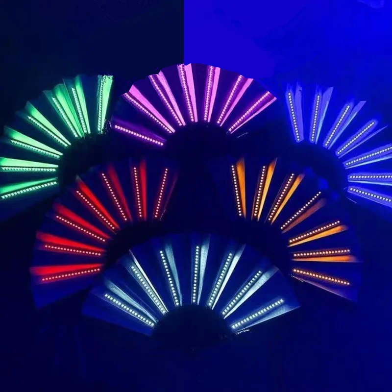 

Glow Folding LED Fan Dancing Lights Night Show DJ Fluorescent Bar Night Club Party Gifts Halloween Decoration Color Changing Fan