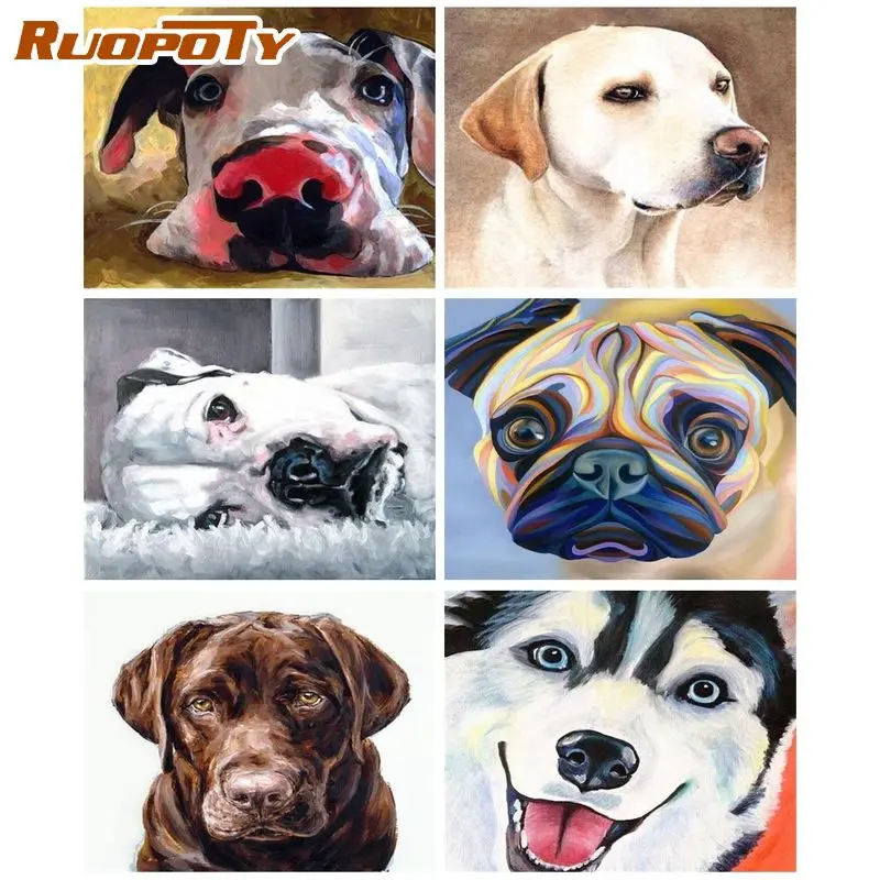 

RUOPOTY 40x50 Painting By Numbers For Adults Coloring By Numbers Animals Dog Painting Numbers Living Room Decorating