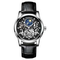 luxury automatic mechanical watch for men skeleton moon phase business man watch top brand male wristwatch relogio masculino