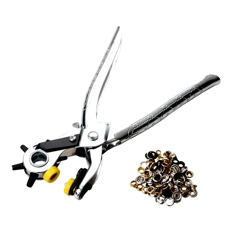 

Multi Function 8'' Punch Leather Hole Punching Tool Mending Solution Add Eyelets Puncher /Pilers for Belt+50pcs Eyelet DIY