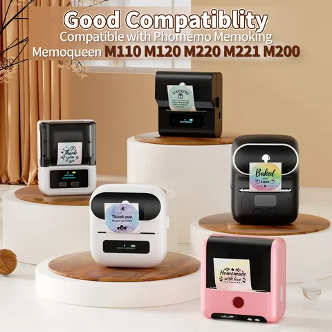 Самоклеящаяся круглая белая прозрачная однотонная этикетка Phomemo для M110/M220/M200/M120/M221 для DIY дизайн логотипа QR-код доставка