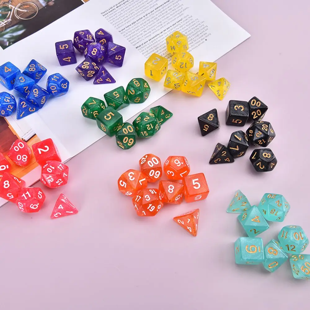 

7 Pcs/set Star Shine Glitter Sparkles Polyhedral Dice Set D4 D6 D8 D10 D% D12 D20 for TRPG DND Game