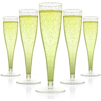 54 plastic champagne flutes 6 5 oz gold glitter plastic toasting glasses disposable wedding party cocktail cups gold plastic cup