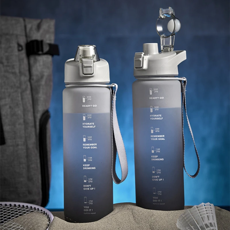 

Frosted Sports Water Bottle 1L Large Capacity Straw Cup Leakproof BPA Free Outdoor Protable Fitness WaterBottle For Men AndWomen