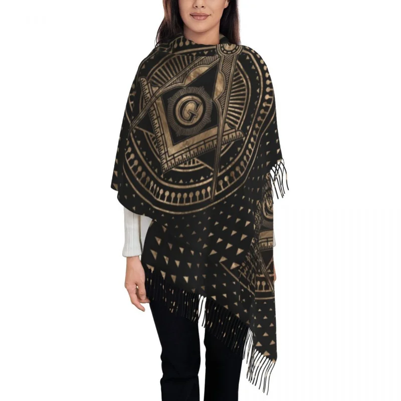 

Fashion Symbol Square And Compasses Tassel Scarf Women Winter Fall Warm Shawls Wraps Lady Scarves