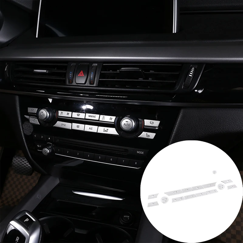 

Автомобильный Центральный Кондиционер из нержавеющей стали для BMW X5 X6 F15 F16 2014-18, мультимедийная кнопка, декоративная наклейка, автомобильные аксессуары
