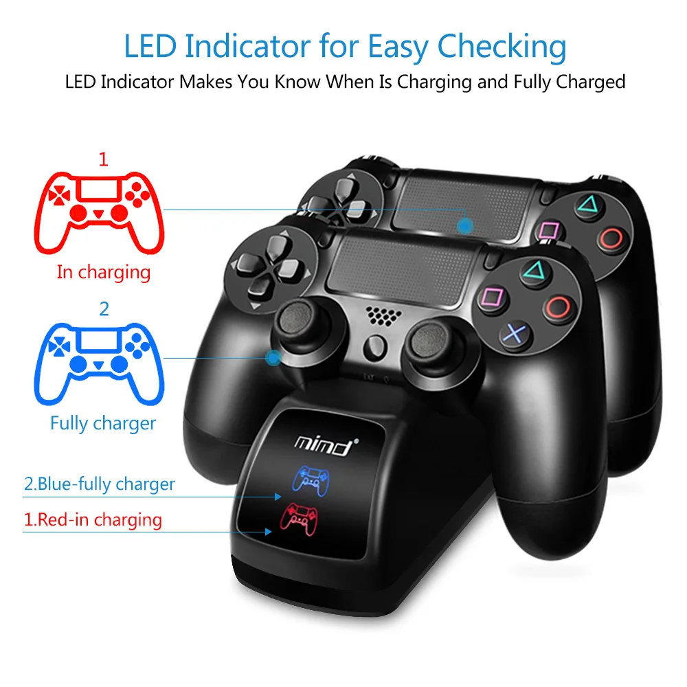 

LED Display Play Dual Console charging Station Dock for PS4 Pro Slim Controller Charger