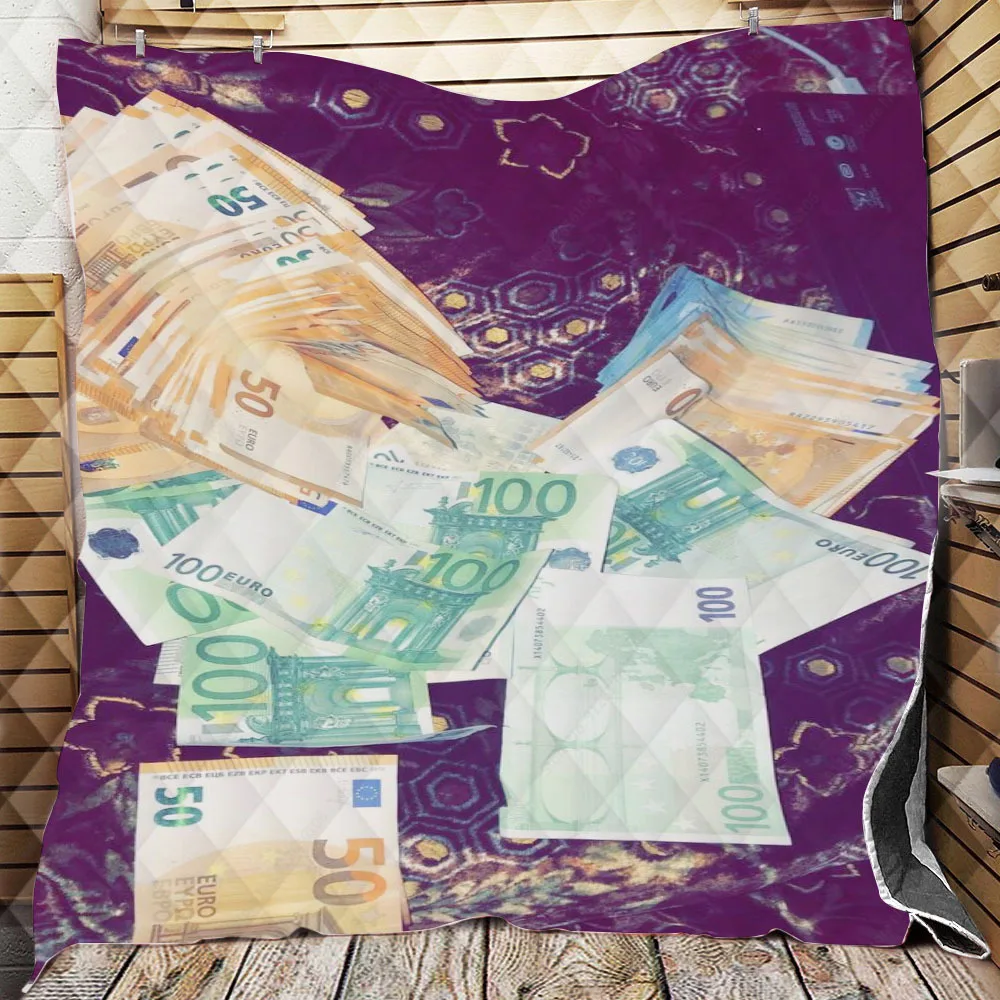 

Euros Dollars Quilt Blanket Money Print Funny Rich Throw Blanket Customize Printed Air Conditioner Quilts Bedding Set Drop Ship