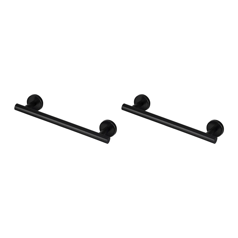 

2X Towel Bar, 12 Inch Matte Black Single Towel Racks For Bathroom Kitchen Hand Towel Holder Dish Cloths Hanger Black
