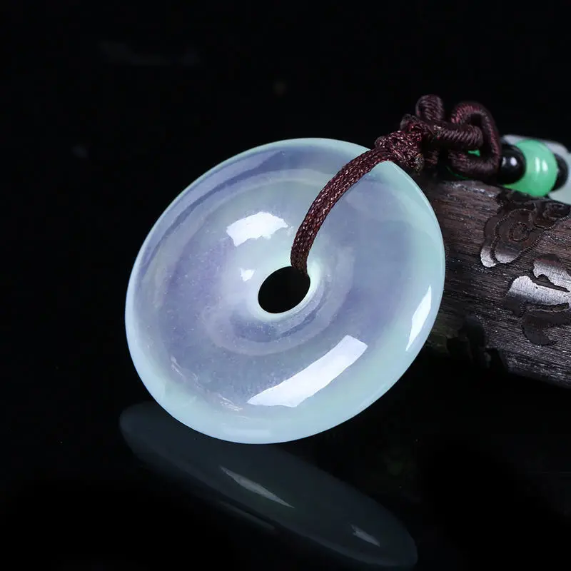 Colar de Colar de Corrente de Corda de Jade de Jade de Mianmar Pingente de Rosquinha de Jade com Colar de Corrente de Corda Mianmar Natural Genuíno de