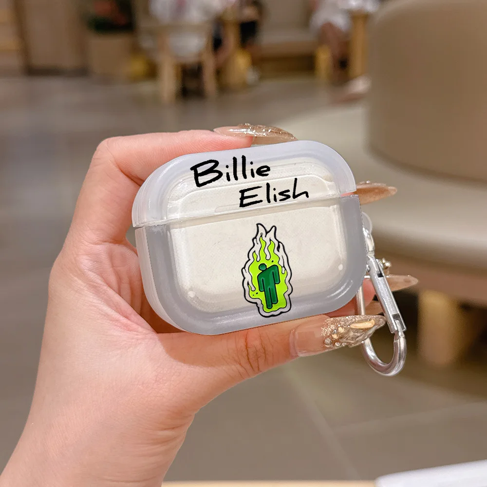 Фото Прозрачный силиконовый чехол B-Billie E-lish для Airpods 4, 3, Pro 2, 1, беспроводных наушников Pro2, защитные накладки №1