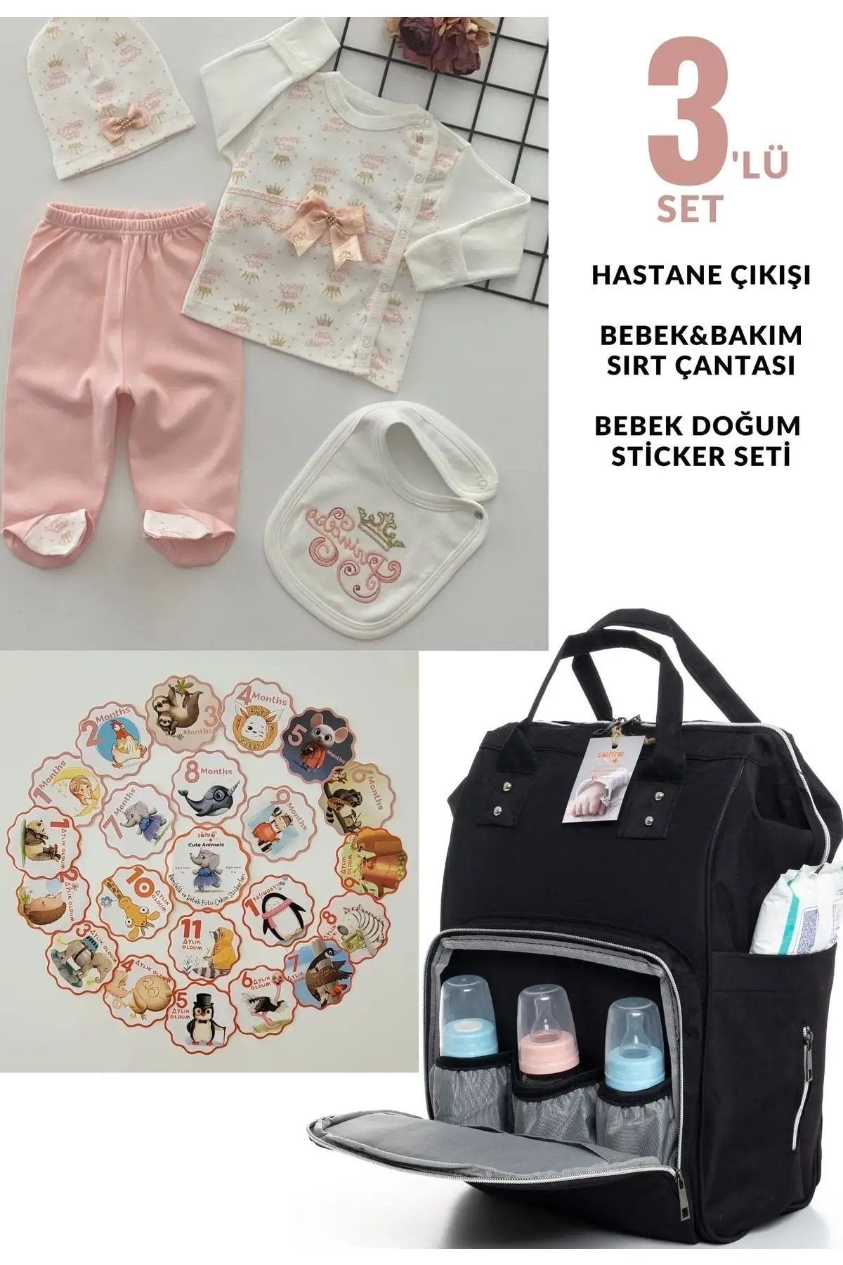 

100% хлопок, розетка для больницы, рюкзак для мамы и ребенка и милые животные, комплект из 21 предмета, детские наклейки, хлопок, розовый